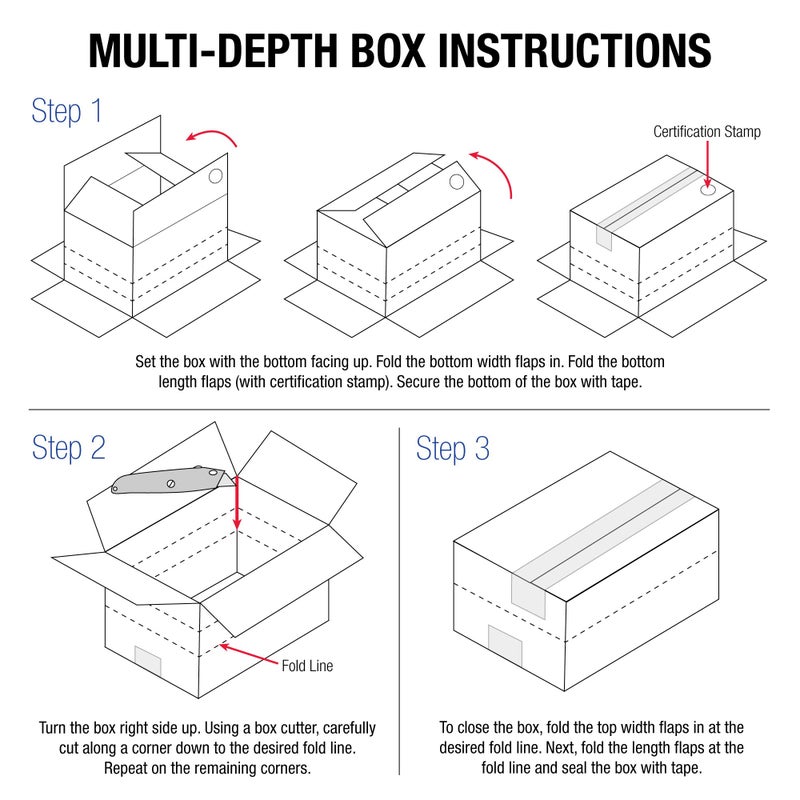 Tape Logic Shipping Boxes Multi-Depth 4""L x 4""W x 4""H, 25-Pack | Corrugated Cardboard Box for Packing, Moving and Storage - Image 5